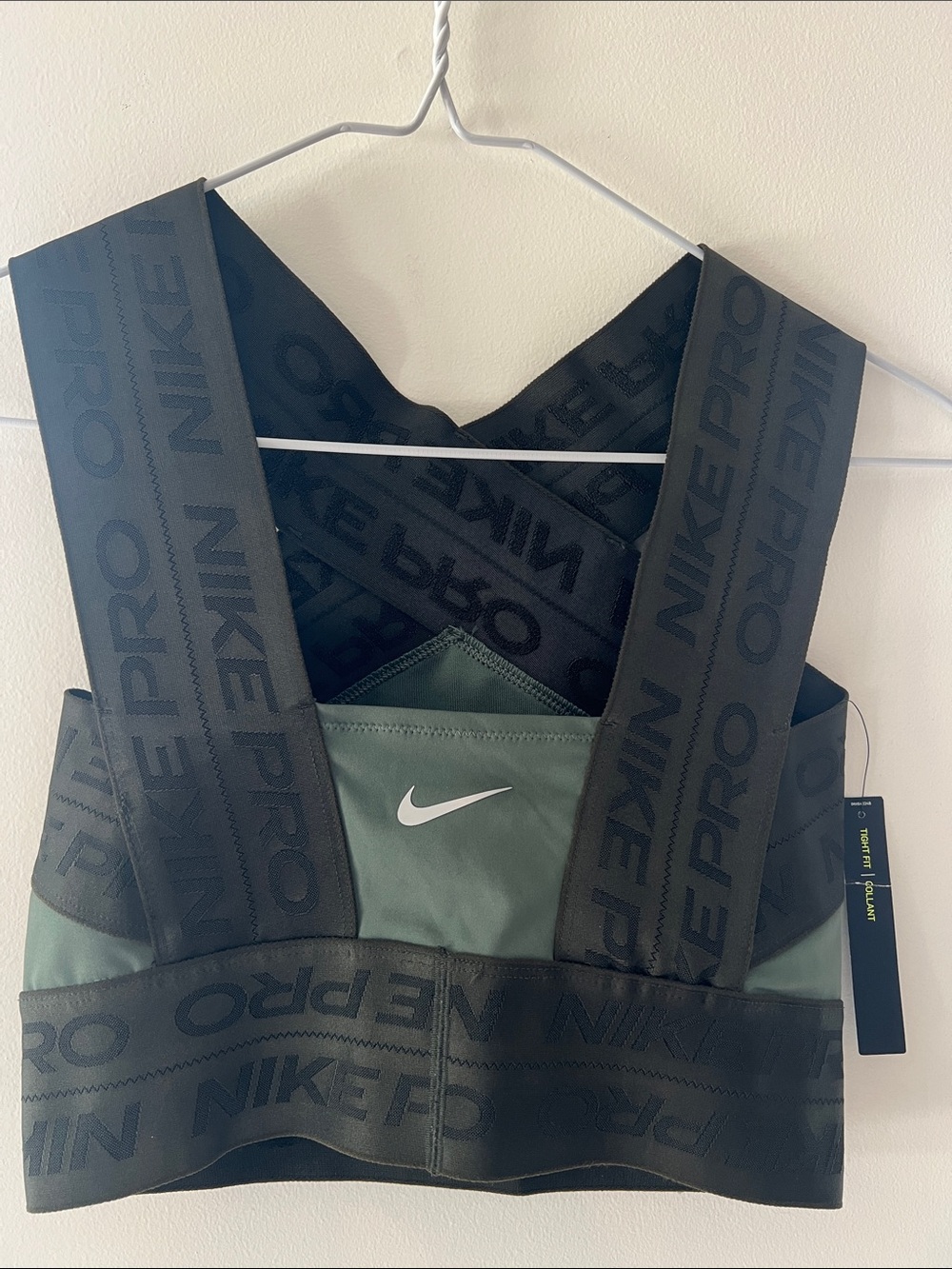 Nike Olive Green and Black Pro Sports Bra